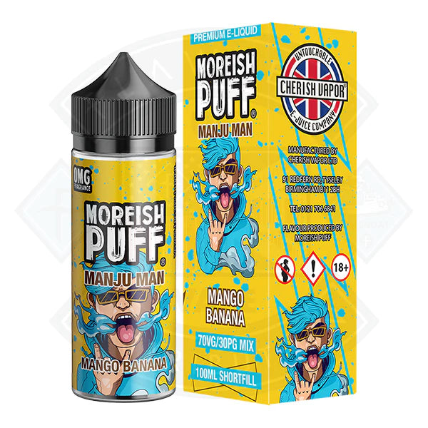 Moreish Puff Manju Man Mango Banana 100ml 0mg shortfill e-liquid