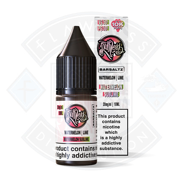 Ruthless Bar Saltz  Salt Watermelon Sublime 10ml - 10mg - Flawless Vape Shop