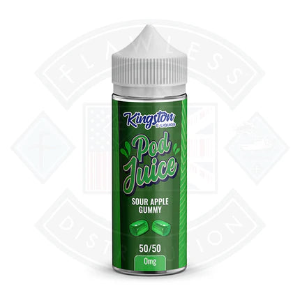 Kingston Sour Apple Gummy Pod Juice 50/50 0mg 100ml Shortfill