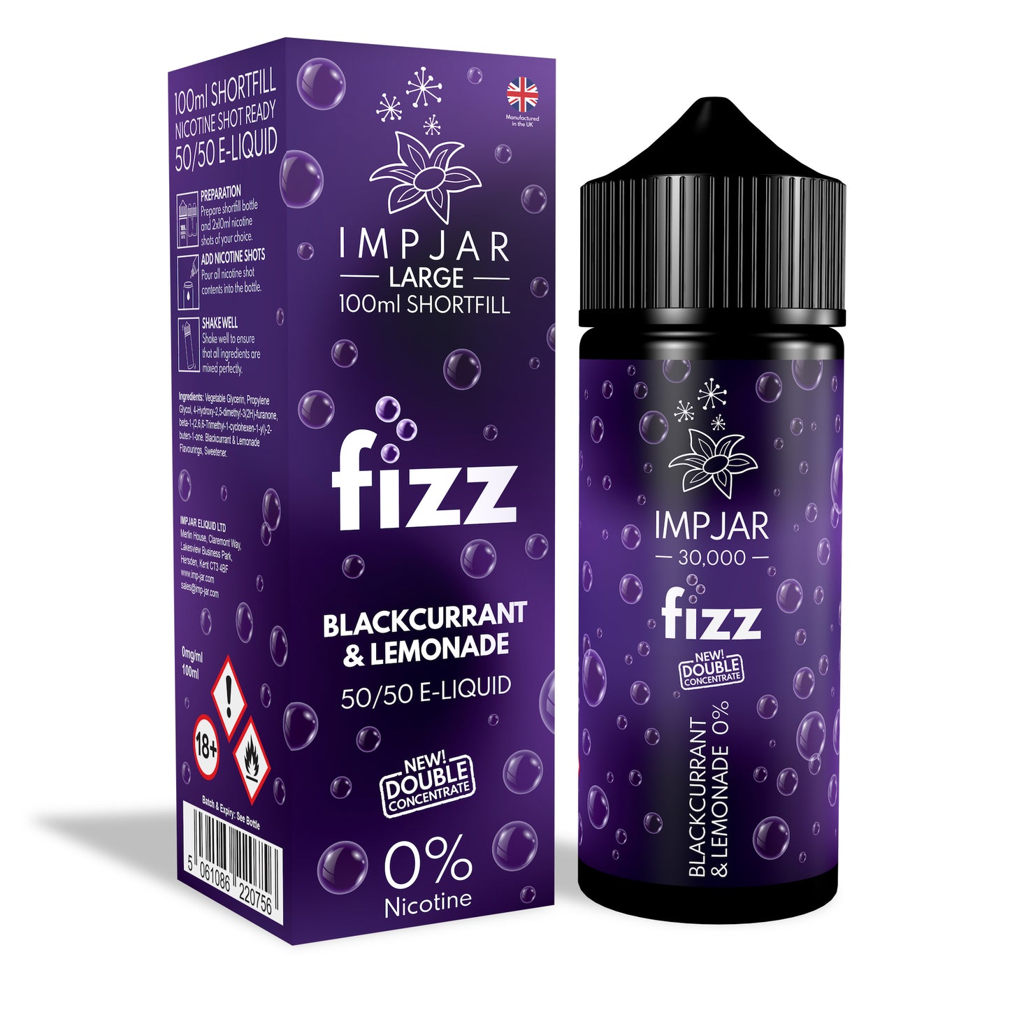 IMP JAR Large - Fizz - Blackcurrant & Lemonade 100ml Shortfill