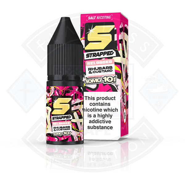 Strapped Reloaded Nic Salt 10ml Rhubarb & Custard - 5mg - Flawless Vape Shop
