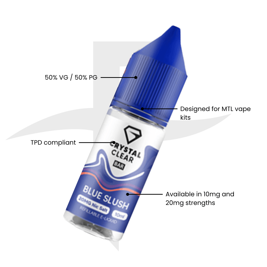 Crystal Clear Bar Nic Salts 10ml - Blue Slush