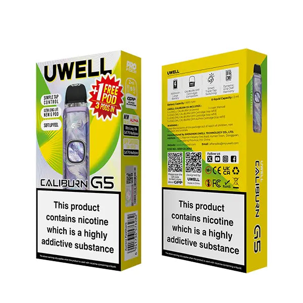 Uwell Caliburn G5 Vape Kit - Black Gold - Flawless Vape Shop