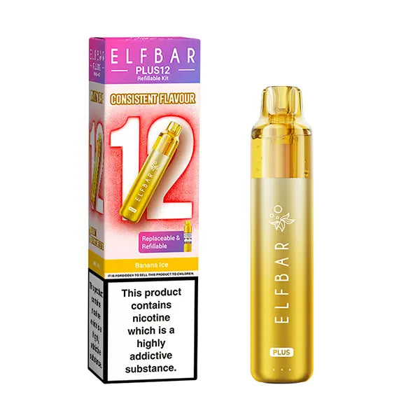 Elfbar Plus 12 Prefilled Vape Kit - Banana Ice - Flawless Vape Shop