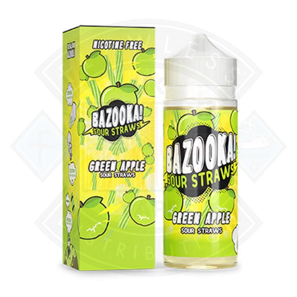 Bazooka Sour Straws Green Apple 0mg 100ml Shortfill