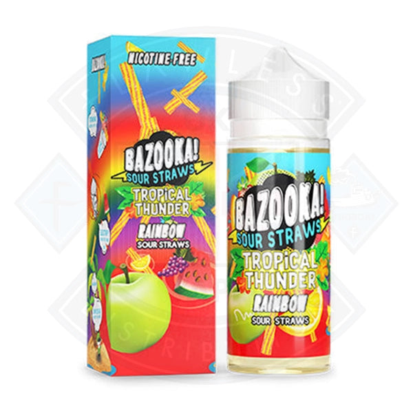 Bazooka Sour Straws - Tropical Thunder Rainbow 0mg 100ml Shortfill