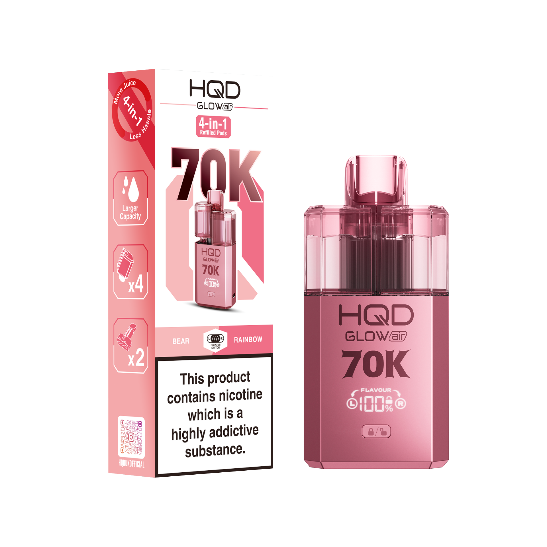 HQD Glow Air 70K Prefilled Pod Kit - Summer Dream & Blue Razz Cherry - Flawless Vape Shop