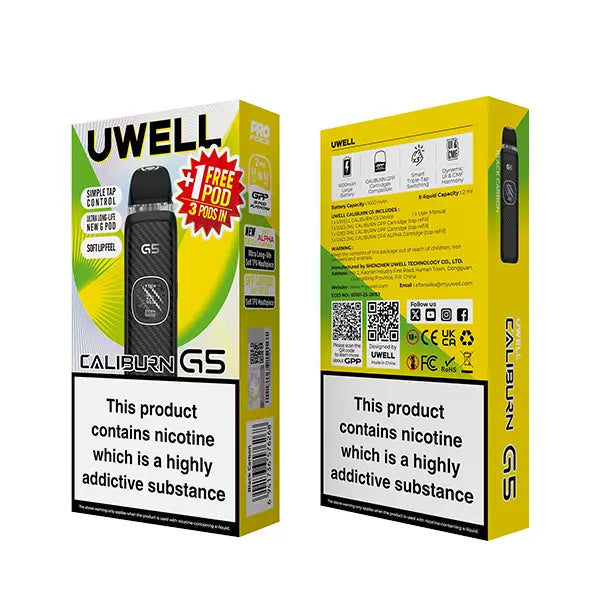 Uwell Caliburn G5 Vape Kit - Black Gold - Flawless Vape Shop
