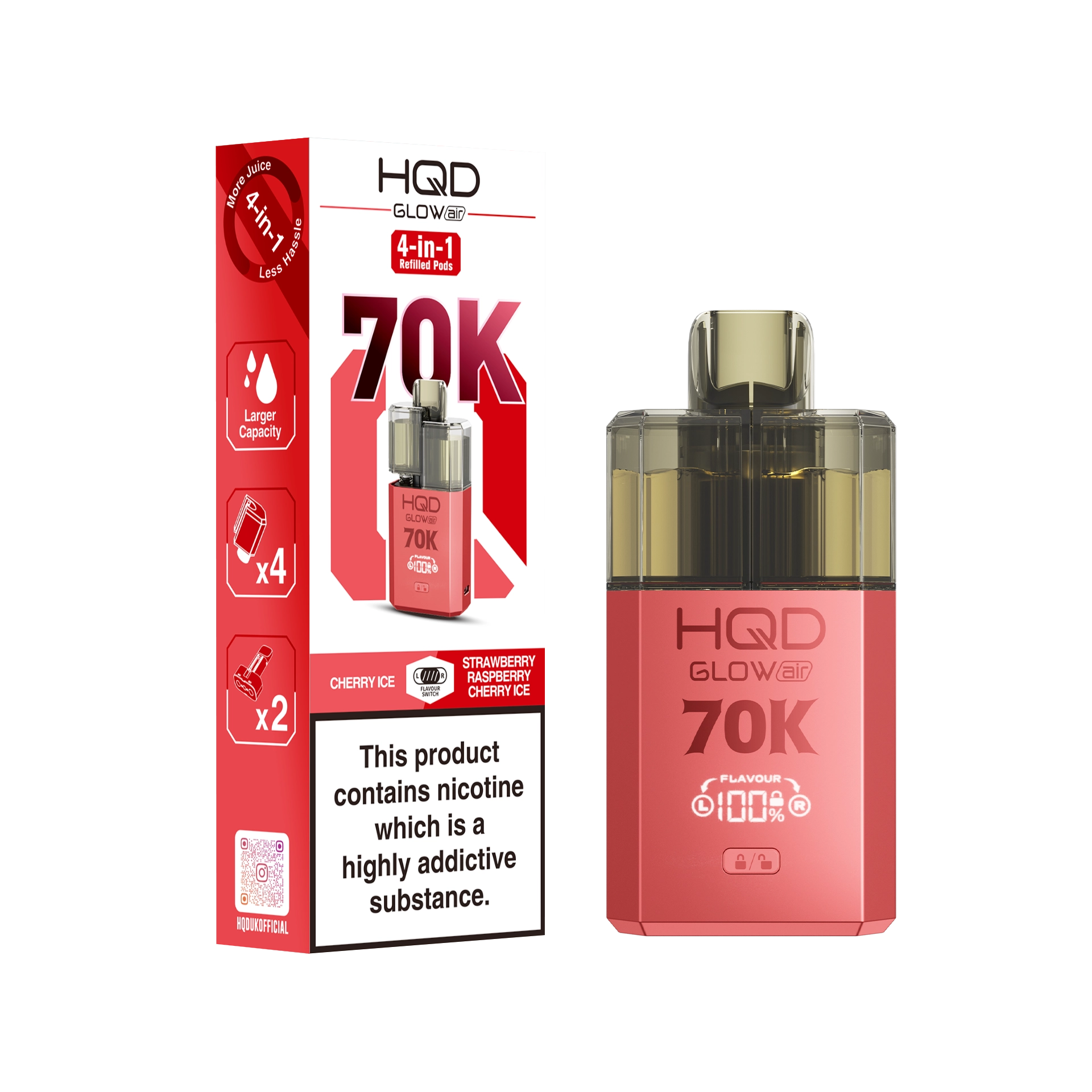 HQD Glow Air 70K Prefilled Pod Kit - Summer Dream & Blue Razz Cherry - Flawless Vape Shop