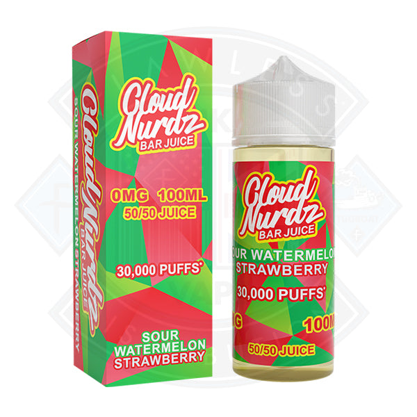 Cloud Nurdz - Sour Watermelon Strawberry 0mg 100ml Shortfill