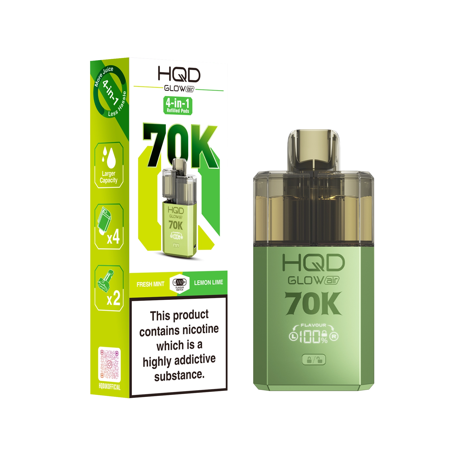 HQD Glow Air 70K Prefilled Pod Kit - Summer Dream & Blue Razz Cherry - Flawless Vape Shop