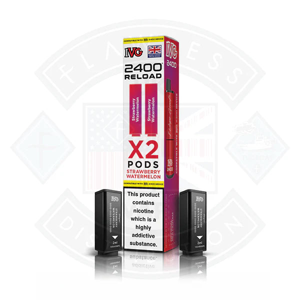 IVG 2400 Reload Prefilled X2 Pods - Strawberry Watermelon - Flawless Vape Shop