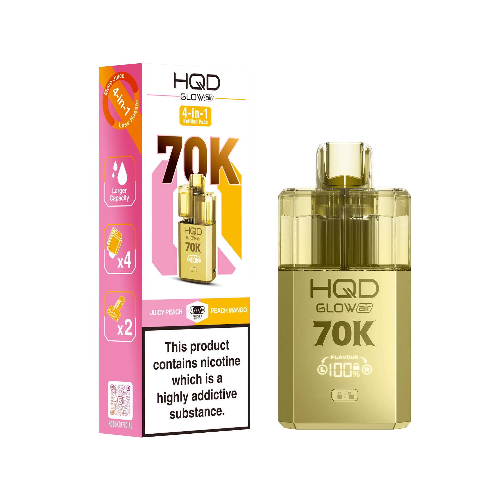 HQD Glow Air 70K Prefilled Pod Kit - Summer Dream & Blue Razz Cherry - Flawless Vape Shop