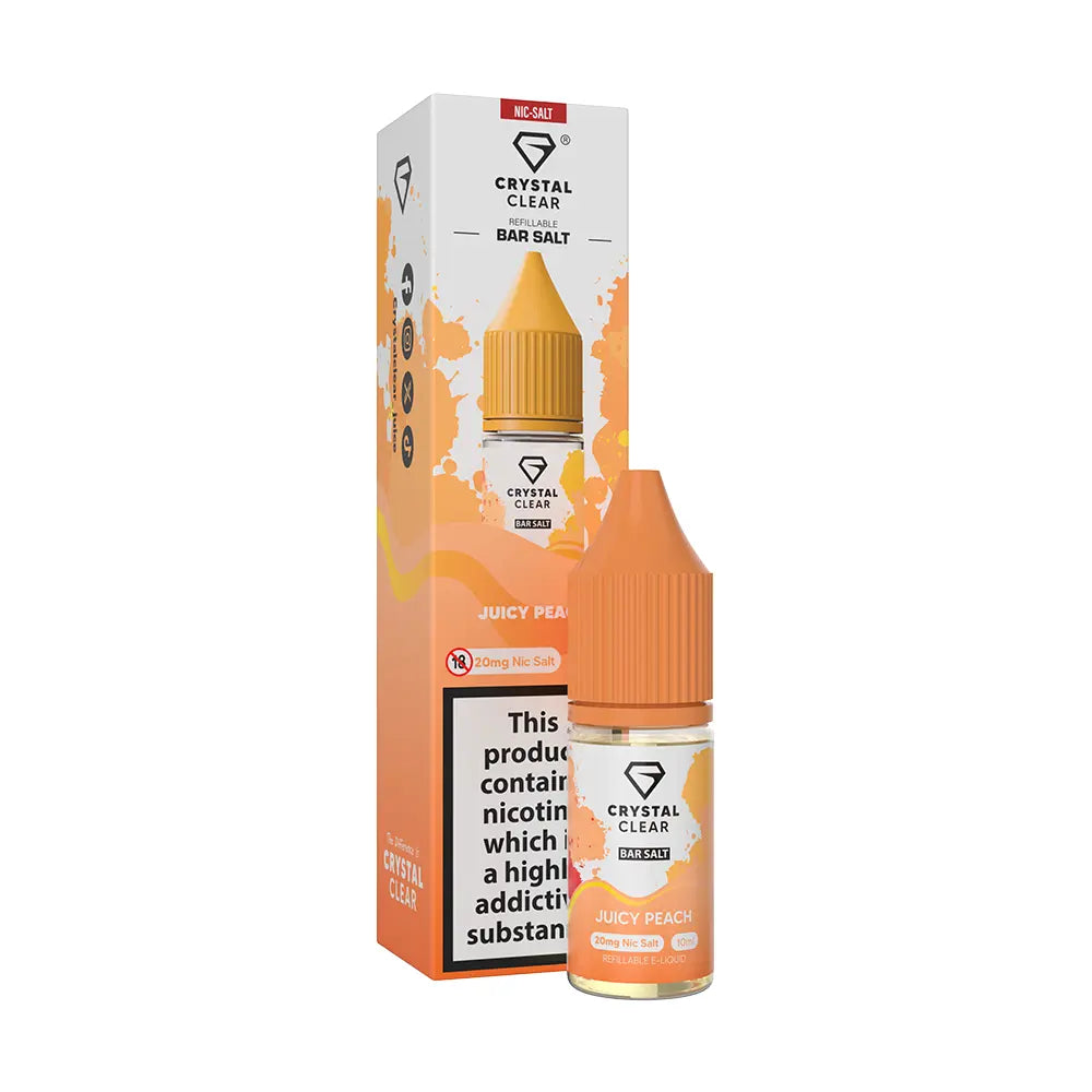 Crystal Clear Bar Nic Salts 10ml - Juicy Peach - 10mg - Flawless Vape Shop