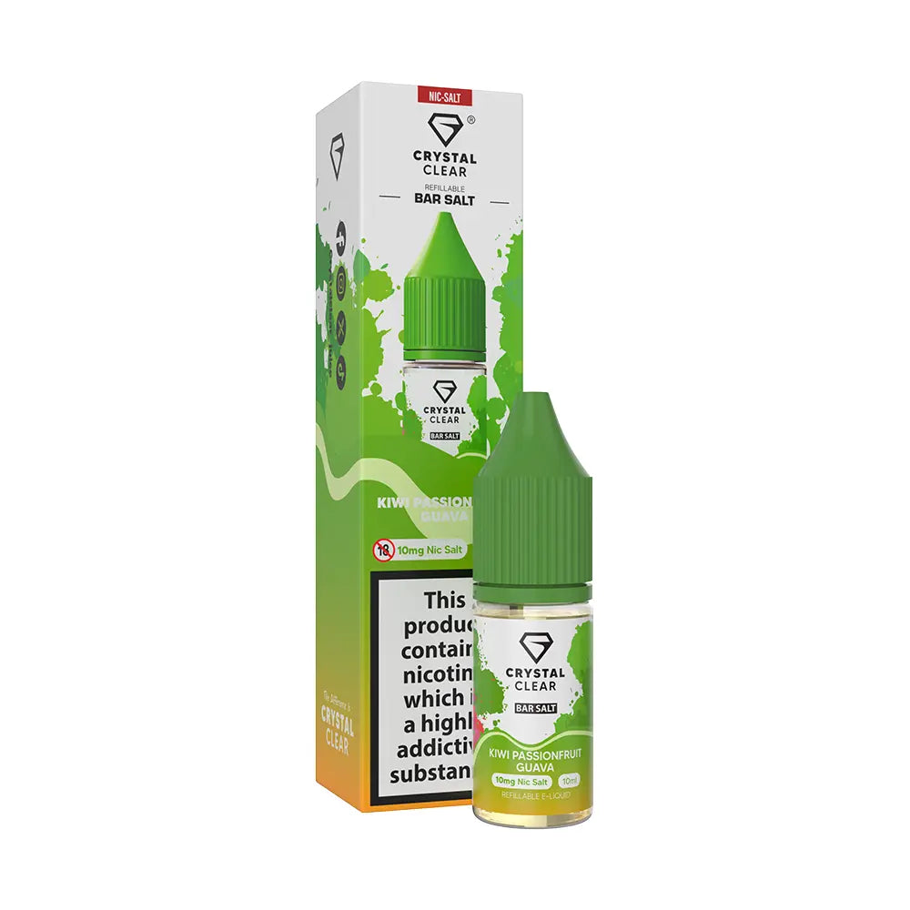 Crystal Clear Bar Nic Salts 10ml - Kiwi Passion Guava - 10mg - Flawless Vape Shop