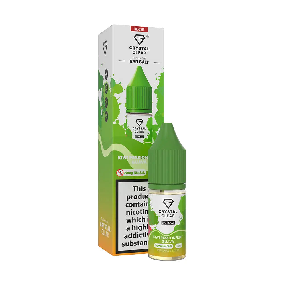 Crystal Clear Bar Nic Salts 10ml - Kiwi Passion Guava - 10mg - Flawless Vape Shop
