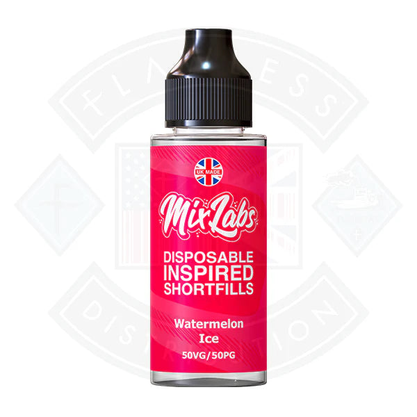 Mix Labs 50/50 - Watermelon Ice 0mg 100ml Shortfill - Flawless Vape Shop