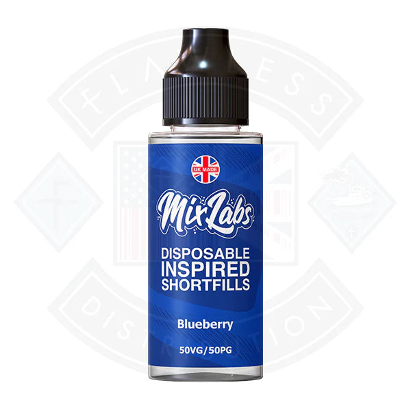 Mix Labs 50/50 Blueberry 0mg 100ml Shortfill Flawless Vapy Shop