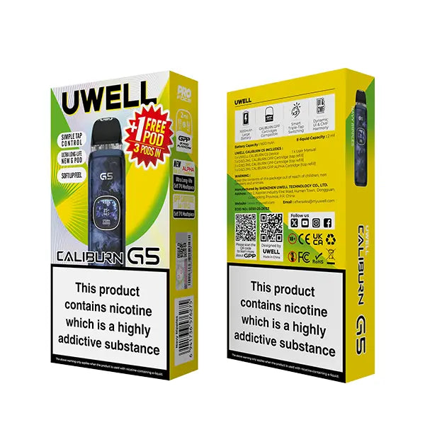 Uwell Caliburn G5 Vape Kit - Black Gold - Flawless Vape Shop