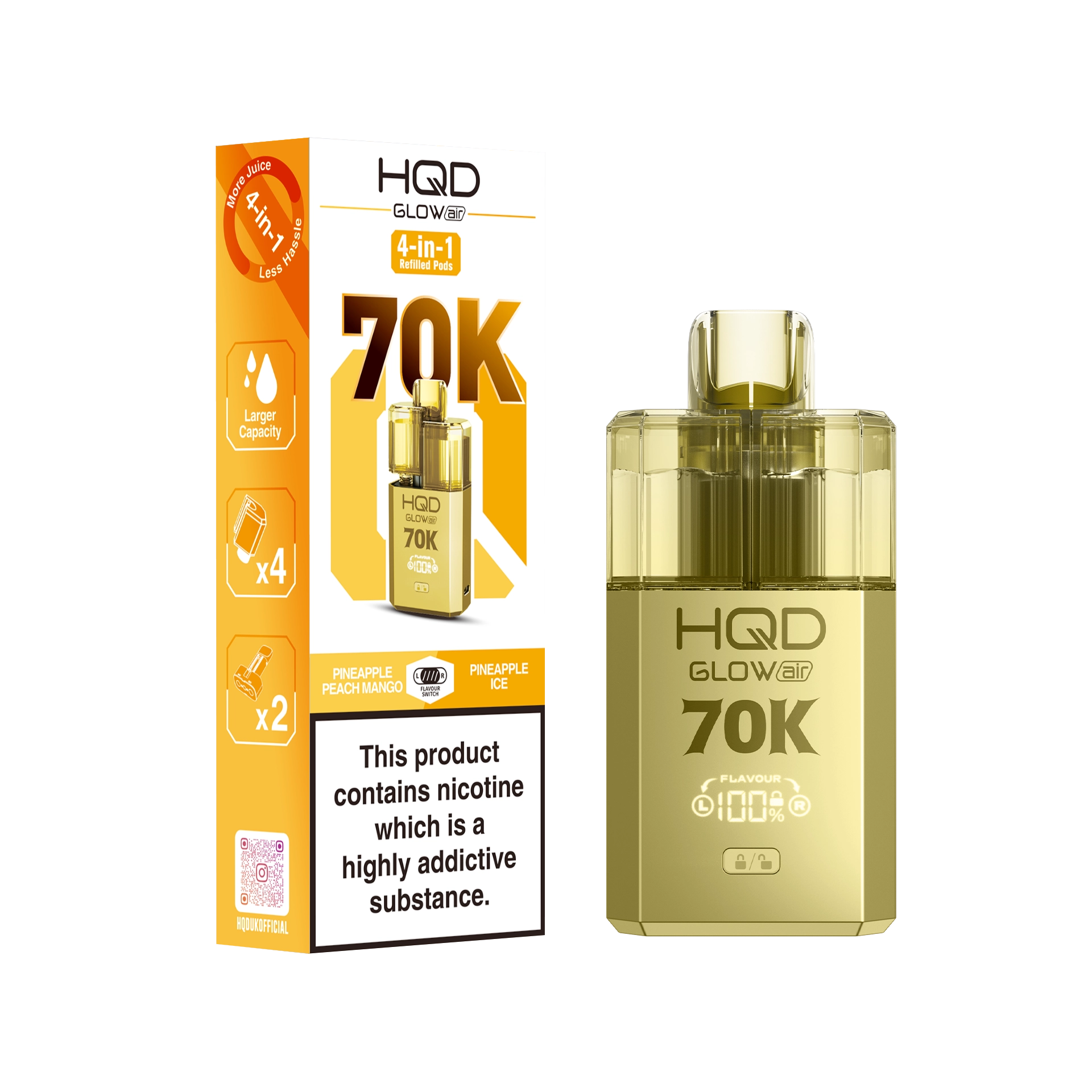 HQD Glow Air 70K Prefilled Pod Kit - Summer Dream & Blue Razz Cherry - Flawless Vape Shop