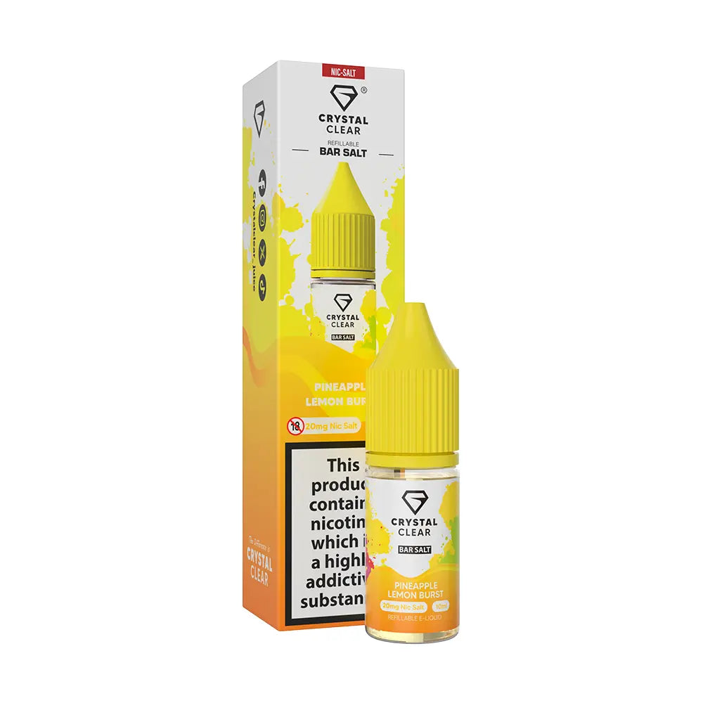 Crystal Clear Bar Nic Salts 10ml - Pineapple Lemon Brust - 20mg - Flawless Vape Shop