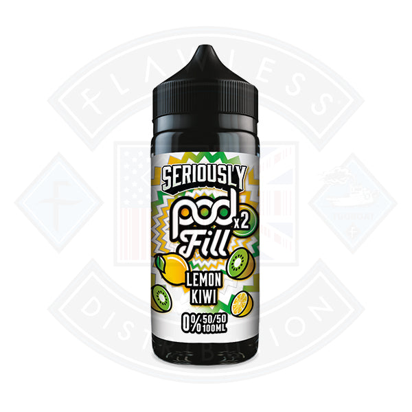 Doozy Vape Seriously Pod Fill X2 Lemon Kiwi 0mg 100ml Shortfill - Flawless Vape Shop