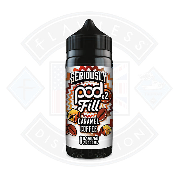 Doozy Vape Seriously Pod Fill X2 Carmel Coffe 0mg 100ml Shortfill - Flawless Vape Shop