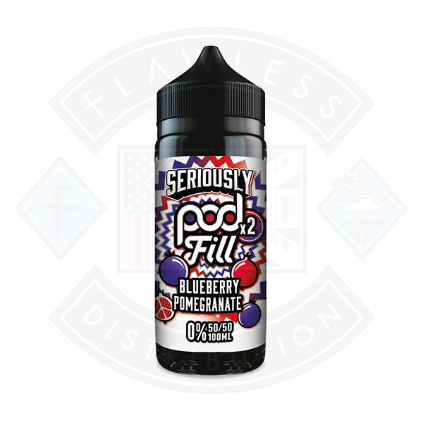 Doozy Vape Seriously Pod Fill X2 Blueberry Pomegranate 0mg 100ml Shortfill - Flawless Vape Shop