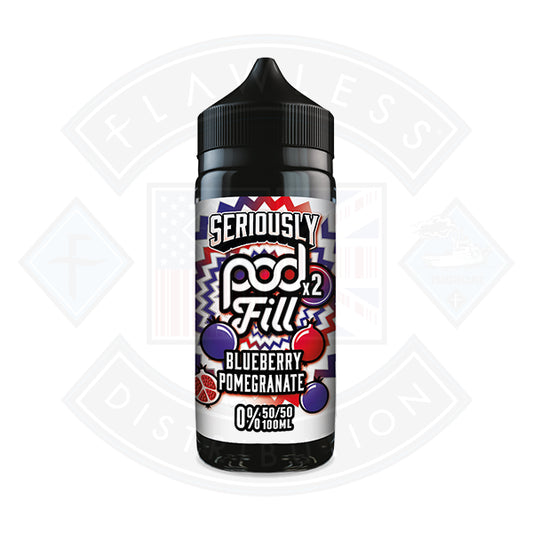 Doozy Vape Seriously Pod Fill X2 Blueberry Pomegranate 0mg 100ml Shortfill