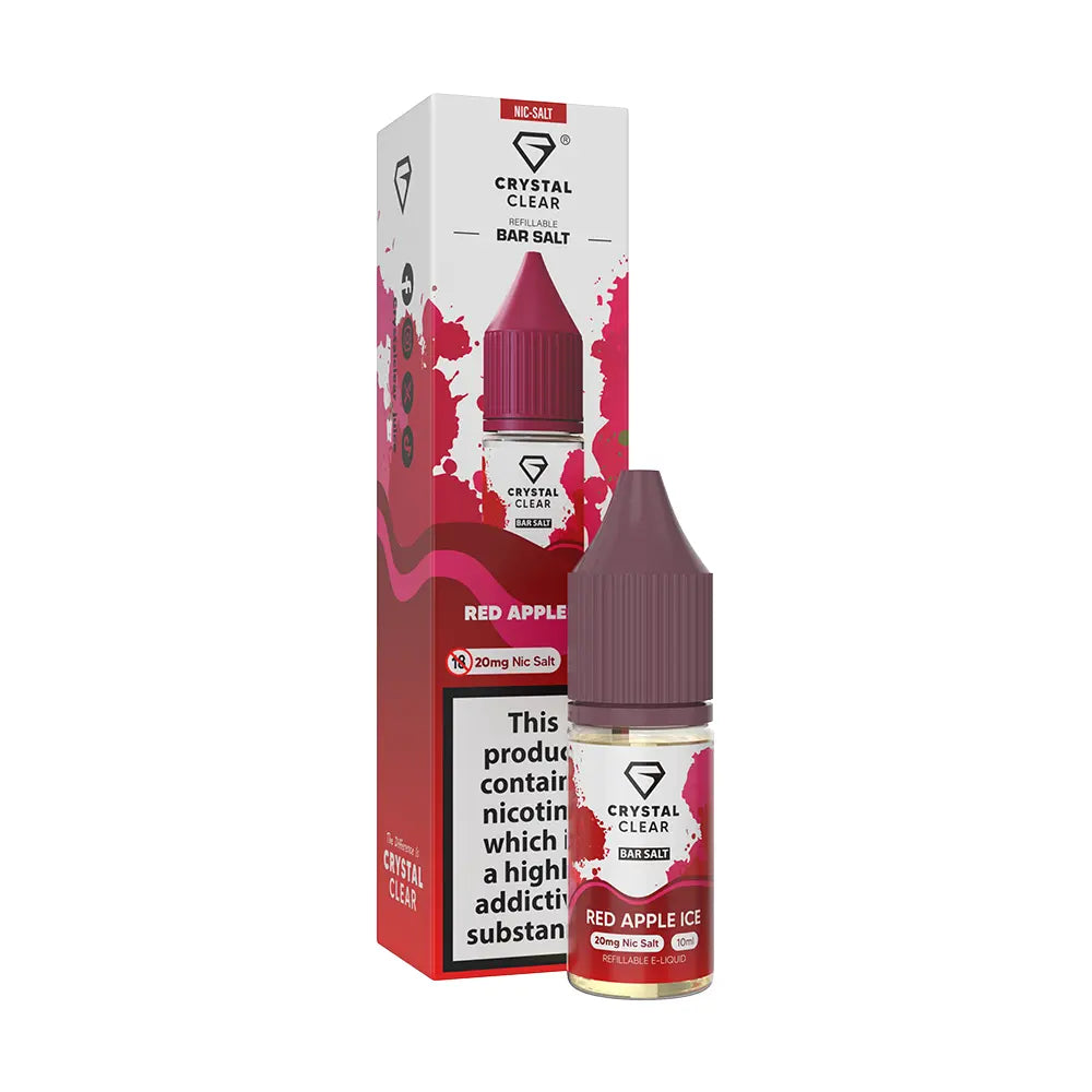 Crystal Clear Bar Nic Salts 10ml - Red Apple Ice - 10mg - Flawless Vape Shop
