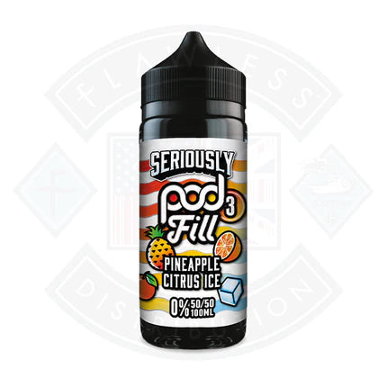 Doozy Vape Seriously Pineapple Citrus Ice Pod Fill 3 50/50 0mg 100ml Shortfill