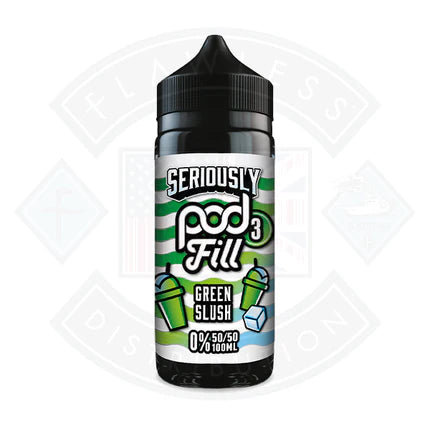 Doozy Vape Seriously Green Slush Pod Fill 3 50/50 0mg 100ml Shortfill
