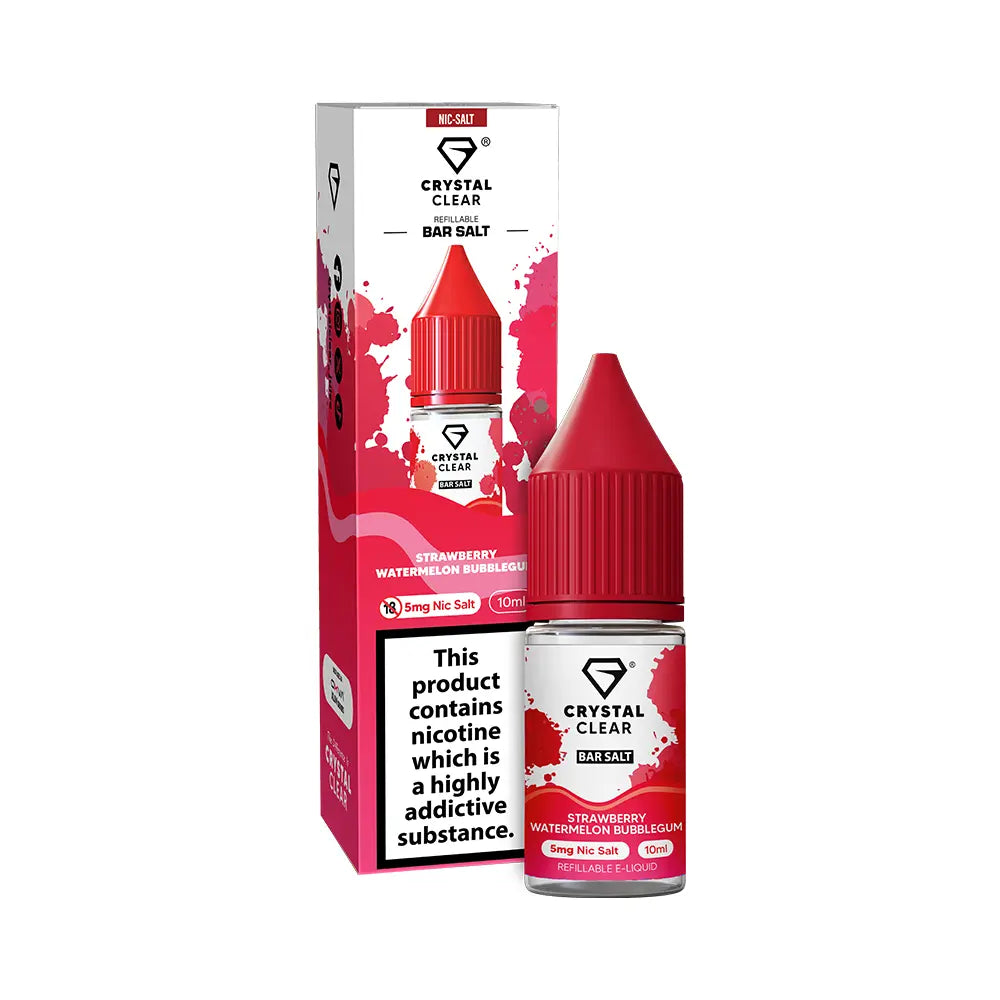 Crystal Clear Bar Nic Salt 10ml Strawberry Watermelon Bubblegum - 5mg - Flawless Vape Shop