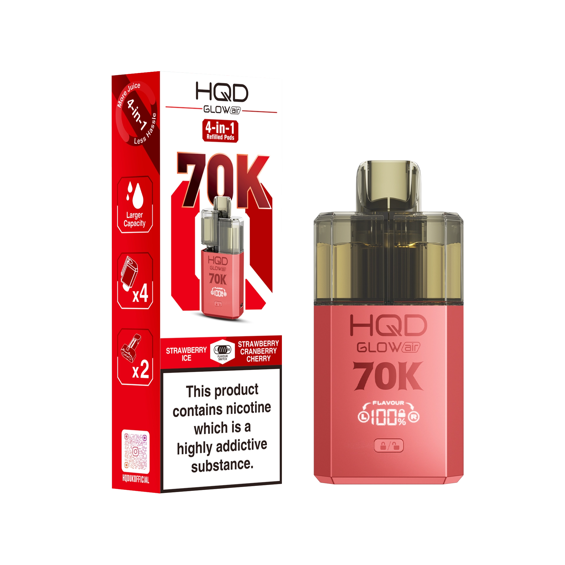 HQD Glow Air 70K Prefilled Pod Kit - Summer Dream & Blue Razz Cherry - Flawless Vape Shop