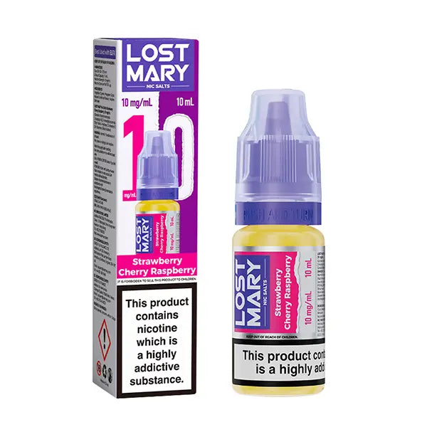 LOST MARY Strawberry Cherry Raspberry Nic Salts E-Liquid 10ml
