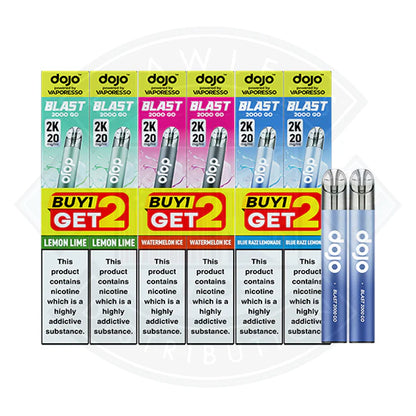 Vaporesso DOJO BLAST 2000 GO TRANSPARENT KIT Bundle (20mg) - Blue Razz Lemonade - Flawless Vape Shop
