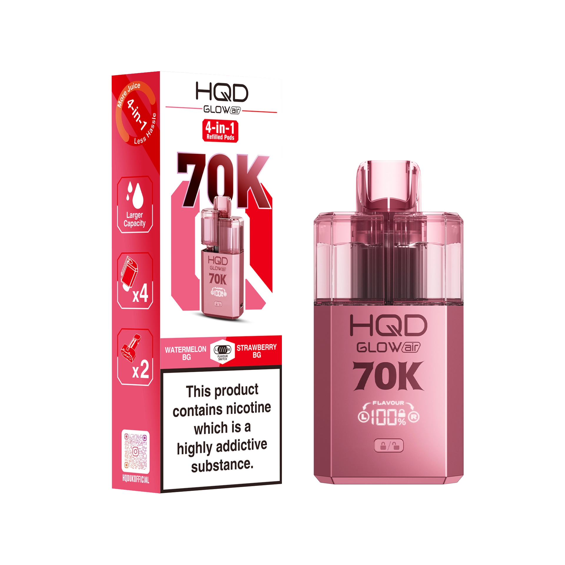 HQD Glow Air 70K Prefilled Pod Kit - Summer Dream & Blue Razz Cherry - Flawless Vape Shop
