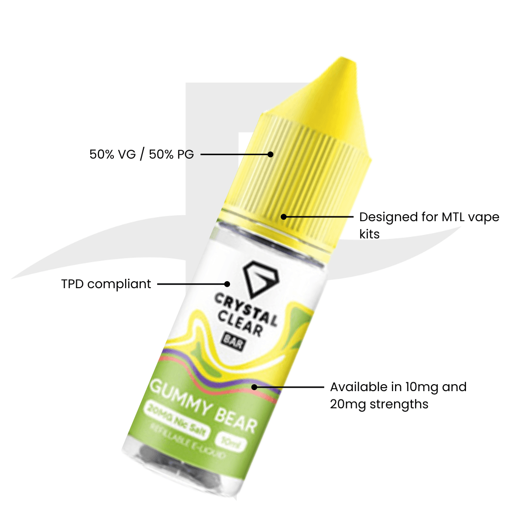 Crystal Clear Bar Nic Salts 10ml - Gummy Bear