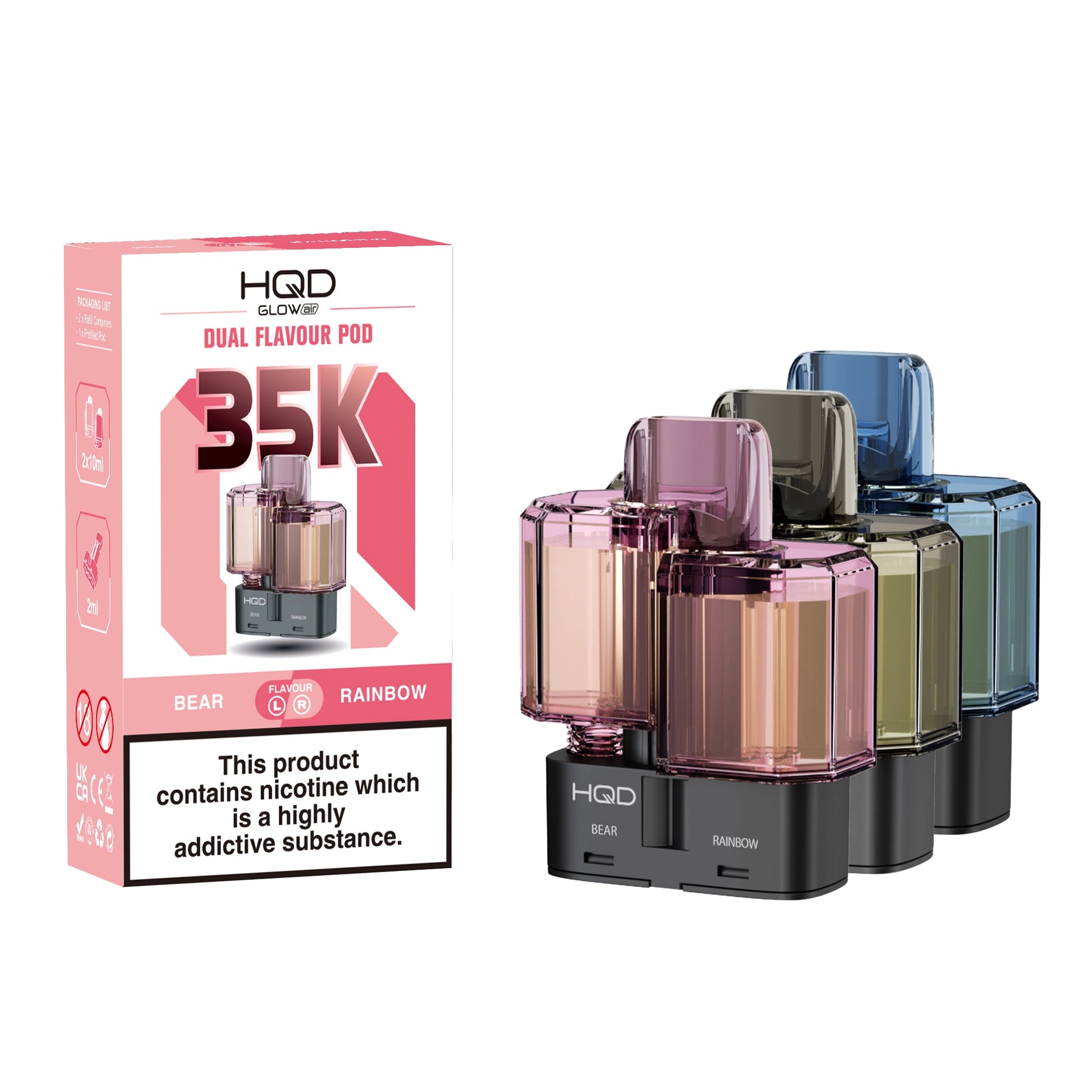 HQD Glow Air 35K Refill Pods - Bear & Bainbow - Flawless Vape Shop