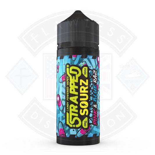 Strapped Sourz- Pink & Blue Razz 0mg 100ml Shortfill - Flawless Vape Shop