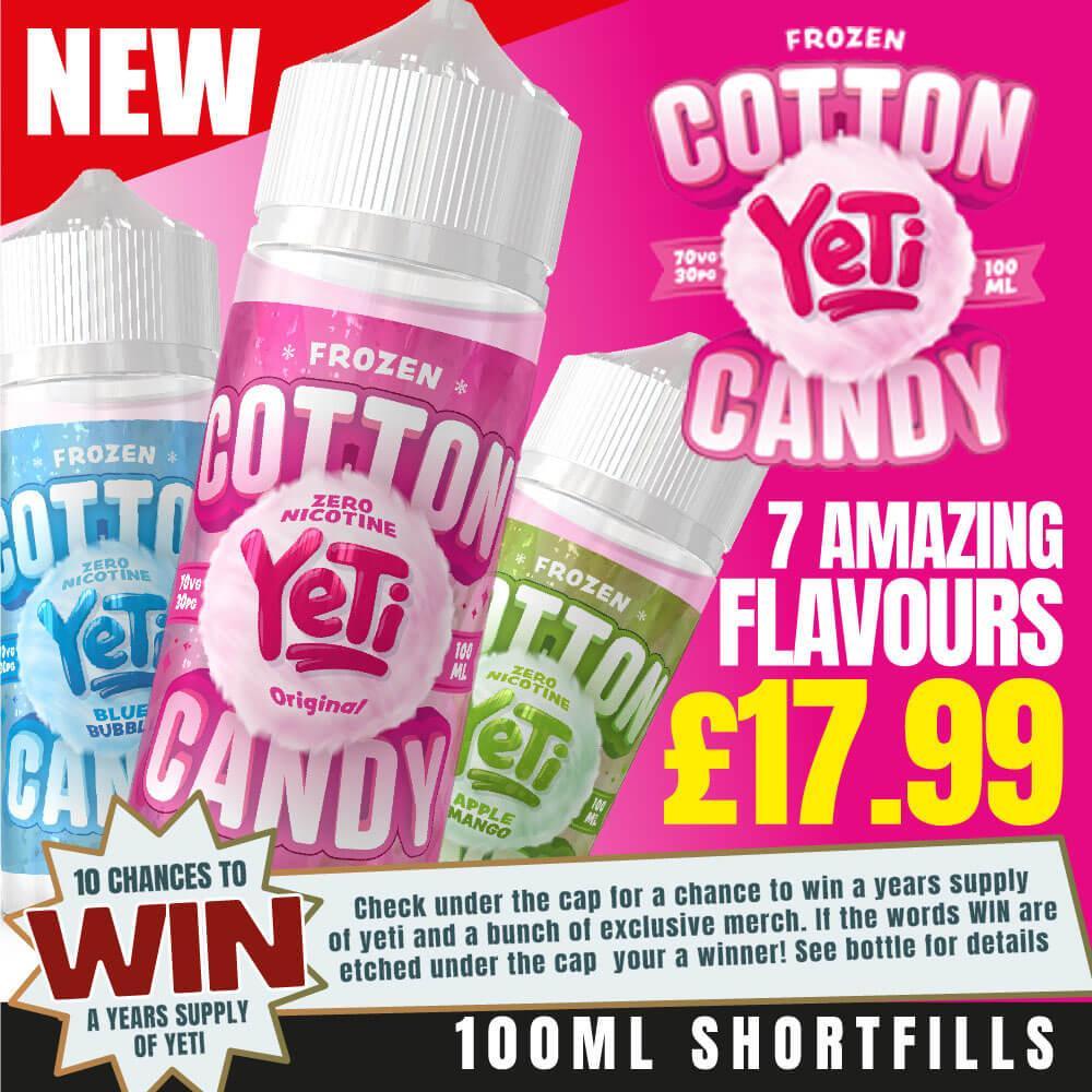 Yeti Cotton Candy Frozen Original 0mg 100ml Shortfill - Flawless Vape Shop